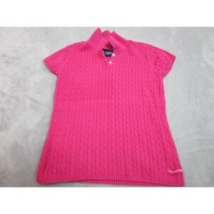 Polo Jeans Co.‎ Ralph Lauren Sweater Womens Medium Pink Cable Knit Collared